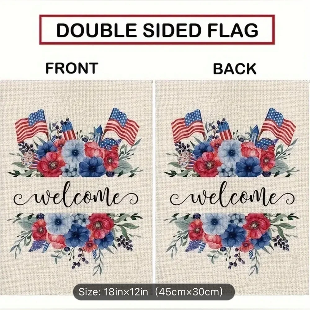 NEW Welcome Partriotic, Garden Flag, 12” x 18”